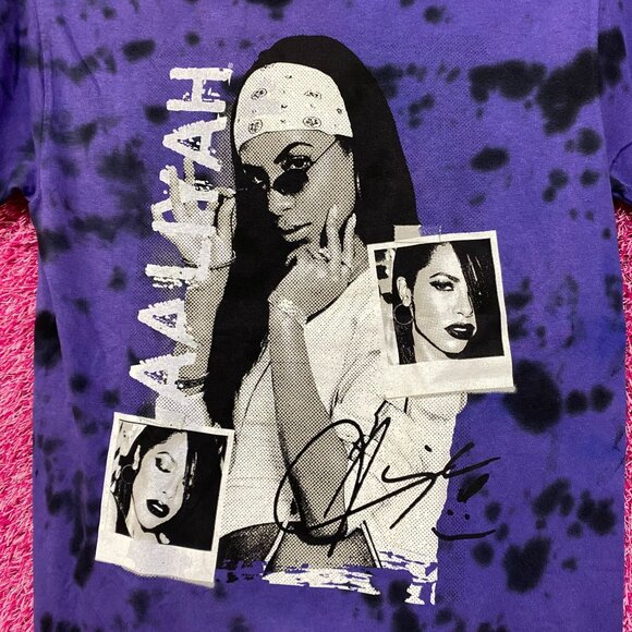 Aaliyah Tie dye RNB Purple Retro Style Tshirt size Extra Small - Picture 2 of 5